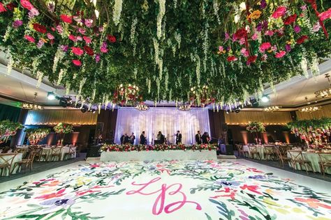 Tall Flower Arrangements, Wedding Dance Floor, Inside Weddings, Dance Floor Wedding, Floral Chandelier, Reception Centerpieces, Floral Event Design, Wedding Inside, Wedding Palette