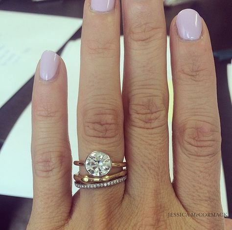 Stacked Diamond Wedding Bands, Jessica Mccormack, Pretty Ear Piercings, Sparkly Wedding, Bezel Set Ring, Royal Jewels, Wedding Rings Unique, Jewelry Lookbook, Dream Ring