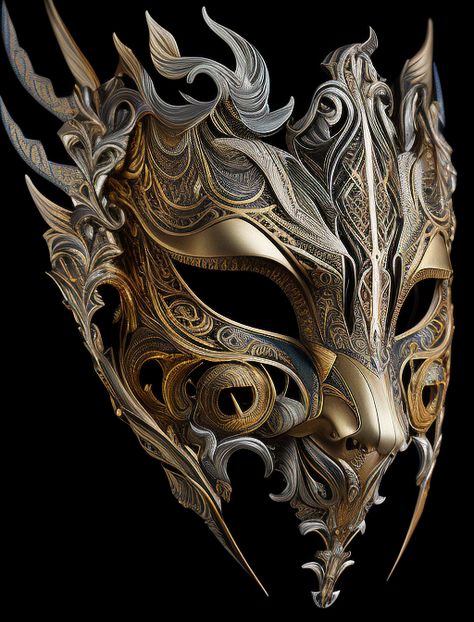 Gold Mask Aesthetic, Gold Mask Fantasy Art, Metal Mask Fantasy Art, Fantasy Masks Art, Fantasy Mask Design Concept Art, Golden Mask Fantasy Art, Full Face Mask Design Art, Aesthetic Mask Design, Dragon Masquerade Mask