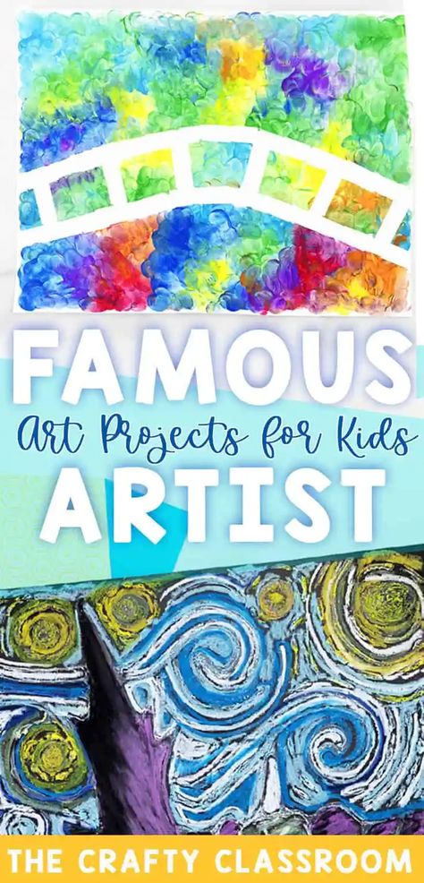 Create your own artistic interpretations of famous artists' work with these Famous Artists Crafts for Kids! Famous Artists For Kids, Homeschool Art Projects, Sketching Illustration, Art Project For Kids, Frida Art, Classroom Art Projects, Kids Art Class, Art Lessons For Kids, Project For Kids