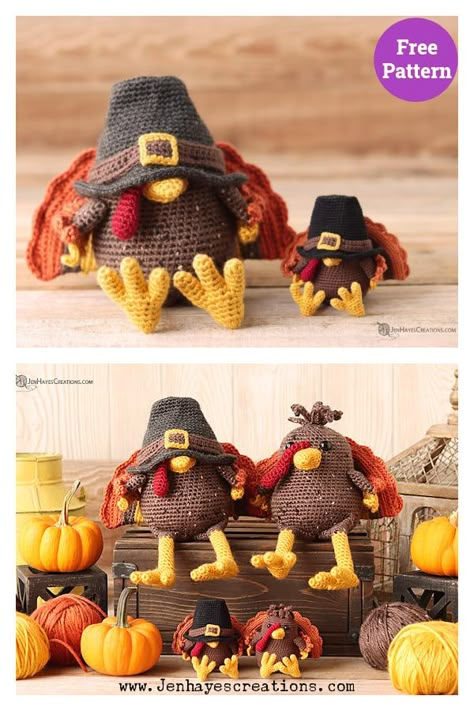 Turkey Gnome and Turkey Friend Amigurumi Free Crochet Pattern Crochet Pilgrim Gnome, November Crochet Patterns, Thanksgiving Gnome Crochet Pattern, Crochet Pilgrim Hat Pattern Free, Crochet Thanksgiving Gnomes Free Pattern, Free Crochet Turkey Pattern, Crochet Cornucopia Free Pattern, Turkey Crochet Pattern Free, Crochet Scarecrow Pattern Free