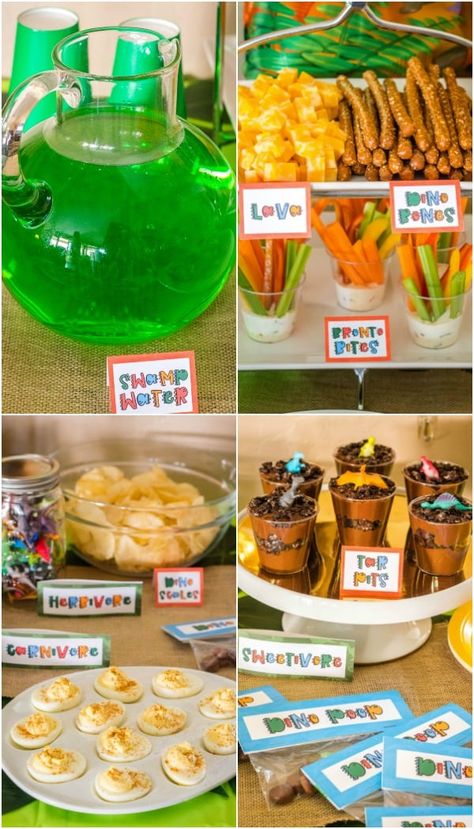 Have a Fun Dinosaur Party to remember with these easy ideas and free printables! Perfect for the dino lover in your life! Dinasour Birthday Ideas For Boys, Dinasour Party Food Ideas, Dinosaur Party Snacks, Dinosaur Birthday Party Food Ideas, Dino Birthday Party Food, Dino Themed Food, Dinosaur Food Ideas, Dinosaur Party Food Ideas, Dino Ranch Birthday Party