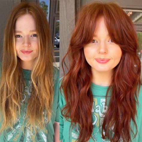 Long Haircut to Slim Down a Round Face Haircut To Slim Face, Round Face Haircuts Long, Round Face Hairstyles Long, Red Hair With Bangs, Side Curls, 50 Hairstyles, Bangs For Round Face, Slimmer Face, Bangs With Medium Hair