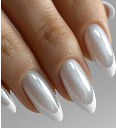 Nails 2024 White, White Nails Elegant, White On White French Manicure, Nail Inspiration White, Blue And White Nail Art, French White Nails, White Nails French, White Marble Nails, White Fall Nails