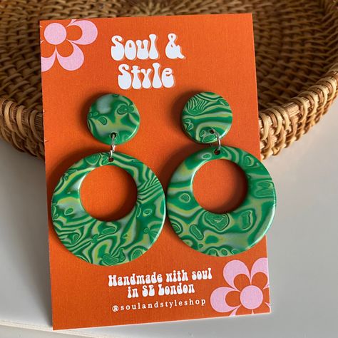 70s Earrings, Strange Days, Diy Earrings Polymer Clay, Handmade Clay Jewelry, Earring Inspo, Polymer Earrings, Polymer Clay Diy, Polymer Clay Jewelry Diy, Retro Earring