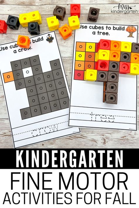 Creating fall objects with snap cubes Fine Motor Stem Activities, Fall Fine Motor Activities Preschool, Kindergarten Fine Motor Activities, Fine Motor Activities For Kindergarten, Fall Fine Motor Activities, Kindergarten Fine Motor, Fall Themed Activities, Autumn Puzzle, Fine Motor Practice