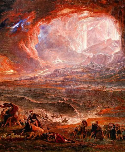 Art History Gallery on Instagram: "John Martin (1789–1854): The Destruction of Pompeii and Herculaneum, circa 1821, oil on canvas, 161 x 253 cm, Tate Britain, London . . John Martin’s large, vividly coloured and detailed oil painting imagines the extent of the disaster that famously beset the sister cities of Pompeii and Herculaneum when the volcano Mount Vesuvius erupted on 24 August AD 79. Taking as its vantage point the shores of the town of Stabiae, on the opposite side of the Bay of Naples Pompeii Art, Fine Art Lighting, Mount Vesuvius, Pompeii And Herculaneum, John Martin, Whimsical Paintings, Classic Paintings, Art Courses, Fantasy Map