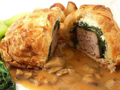 Pork Tenderloin Wellington Recipe, Pork Wellington, Spinach And Goat Cheese, Pork Pies, Pork Tenderloins, Pork Loin Recipes, Pigs Fly, Pork Ham, Tenderloin Recipes