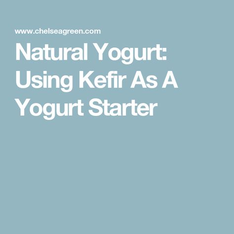 Natural Yogurt: Using Kefir As A Yogurt Starter Kefir Yogurt Recipes, Yogurt Starter Culture, Kefir Yogurt, Yogurt Makers, Spice Bread, Kefir Grains, Making Yogurt, Kinds Of Cheese, Natural Yogurt