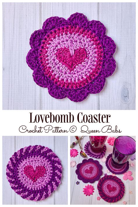 Heart in Circle Motif Free Crochet Patterns & Paid - DIY Magazine Crochet Circle Pattern, Crocheted Coasters, Crochet Valentine Patterns, Crochet Coasters Free Pattern, Coaster Pattern, Crochet Heart Pattern, Valentines Patterns, Crochet Coaster Pattern, Crochet Coaster