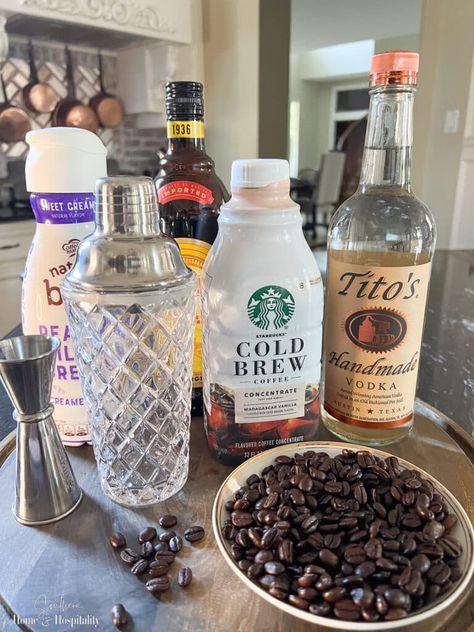 In the mood for a delicious, decadent after-dinner drink? This espresso martini recipe is fast with the shortcut of cold brew. No more waiting to brew the espresso! Espresso Martini With Cold Brew Concentrate, Espresso Martini Recipe Big Batch, Espresso Martini Sweet, Cold Brew Coffee Martini, Starbucks Cold Brew Concentrate Recipes, Starbucks Espresso Martini, Espresso Martini Cold Brew, Espresso Martini Recipe With Cold Brew, Espresso Martini Pitcher