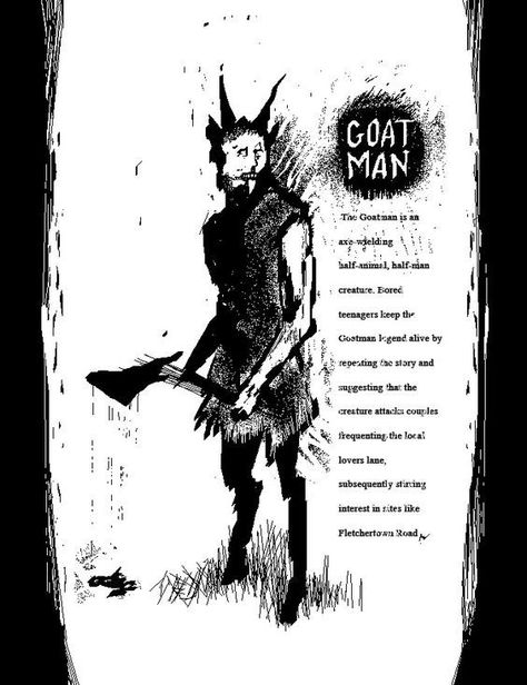 Goat Man Cryptid, Goatman Tattoo, Goatman Art, Goatman Cryptid, Mork Borg, Paranormal Pictures, Teen Halloween, Rennaissance Art, Creature Artwork