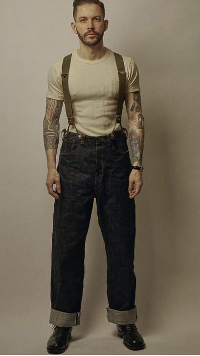 1920s Mens Workwear, 1950s Mens Workwear, Vintage Suspenders Men Outfit, 1930s Fashion Mens Casual, Mens Suspenders Outfit Casual, Men’s Suspenders Outfit, Casual Suspender Outfit Men, Gardener Outfit Men, Suspenders Outfit Mens