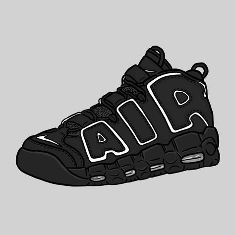 Sneakers Illustration, Sneakers Drawing, Sneakers Wallpaper, Nike Art, Shoes Wallpaper, Harry Potter Disney, Nike Air More Uptempo, Nike Air More, Nike Tn