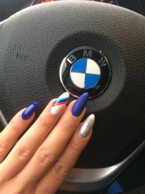 Bmw Nails Design, Bmw Nails, French Manicure Acrylic Nails, Studera Motivation, Serie Bmw, Baby Blue Nails, Nail Art Images, Nail Logo, Blue Acrylic Nails