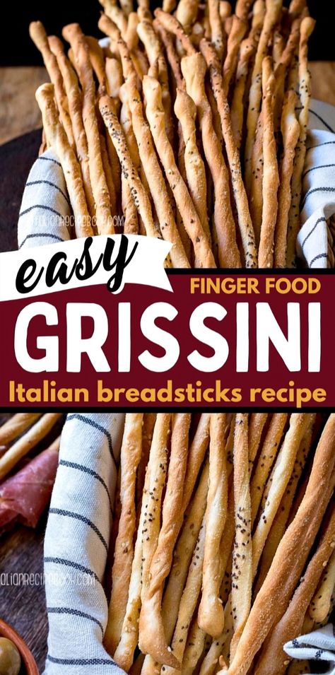 Whip up a batch of homemade Grissini, those delightful Italian breadsticks, in under two hours. Perfect as a finger food or party snack, this recipe is sure to be a hit with everyone. Enjoy the simple pleasure of making and sharing these crispy delights with friends and family. French Sticks Recipe, Grissini Breadsticks Recipe, Quick Savory Snacks, Party Snacks Finger Foods, Crunchy Breadsticks, Grissini Recipe, Easiest Appetizers, Italian Breadsticks Recipe, Breadstick Recipe