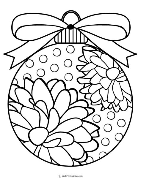 Detailed floral Christmas ornament coloring page for adults. Christmas Angel Coloring Pages, Christmas Ornaments Coloring Pages, Ornaments Coloring Pages, Christmas Ornaments Coloring, Christmas Present Coloring Pages, Printable Ornaments, Ornament Coloring, Christmas Ornament Coloring Page, Merry Christmas Coloring Pages