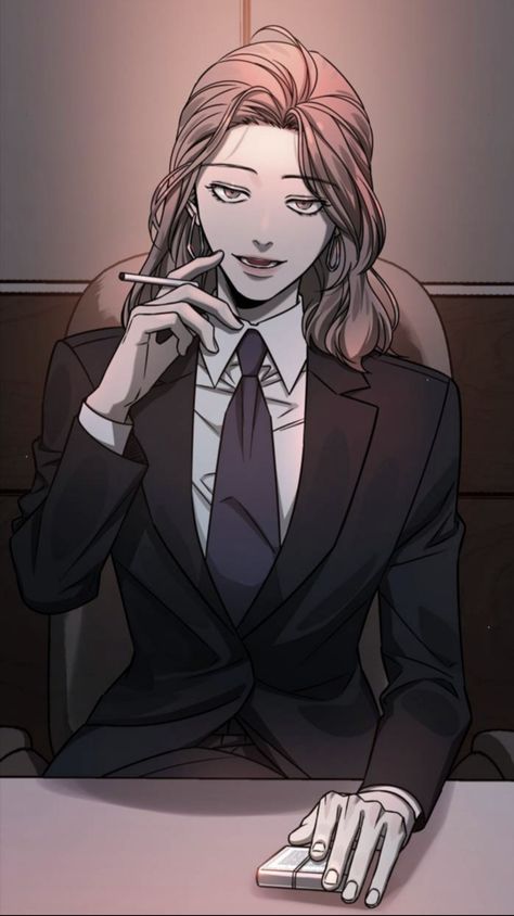 Women In Suit Anime, Mommy Art Anime, Anime Masc Women, Drawing Suit Women, Anime Women In Suits Fanart, How To Draw A Suit For Women, Masculine Anime Women, Anime Boss Woman, Anime Female In Suit