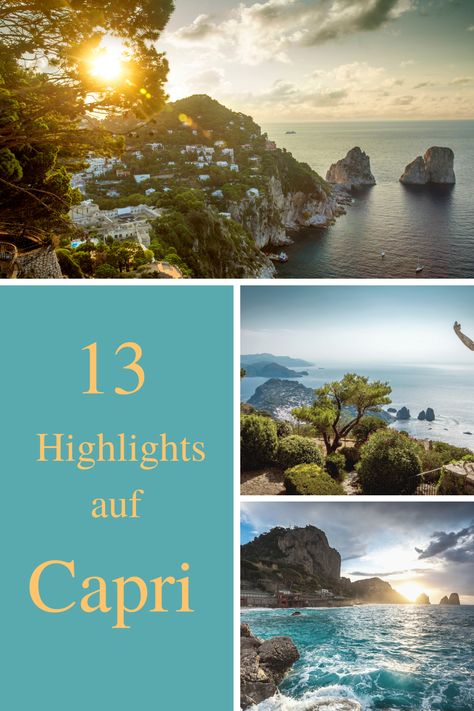 Die Insel Capri, direkt vor der Amalfiküste, ist ein berühmtes Reiseziel in Italien. Jeder sagt dir, wie toll es ist, ohne dir zu sagen, wohin du gehen und was du sehen sollst. Hier bekommst du die schönsten Sehenswürdigkeiten, die du sehen solltest. Amalfi, All Over The World, Capri, Road Trip, Beautiful Places, Camping, Travel