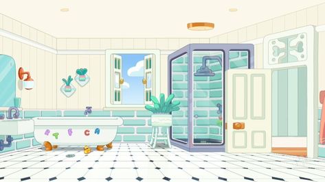 Kids Shared Bathroom, House Cartoon, Bg Design, Cartoon House, Pastel Room, House Inside, House Blueprints, Cartoon Background, Decor Guide