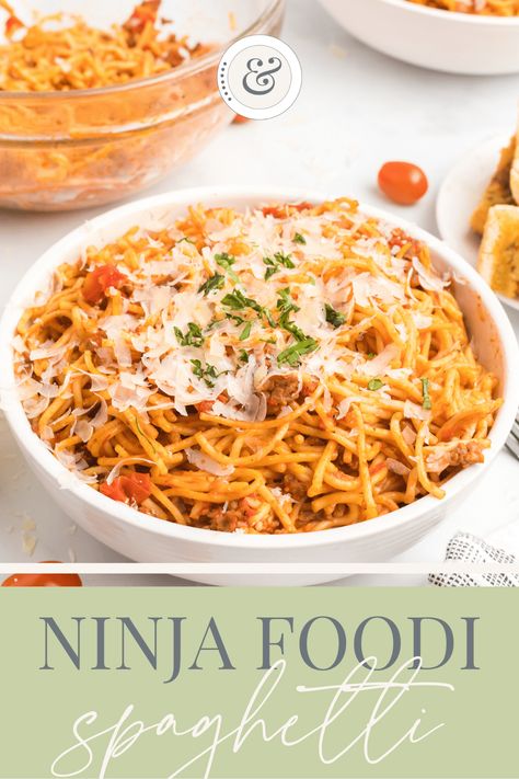 Quick & Easy Ninja Foodi Spaghetti Ninja Foodi Spaghetti, Spaghetti Instant Pot, Bbq Spaghetti, Pressure Cooker Spaghetti, Ninja Cooking System Recipes, Cheesy Spaghetti, One Pot Spaghetti, Homestead Blog, Ziti Recipes