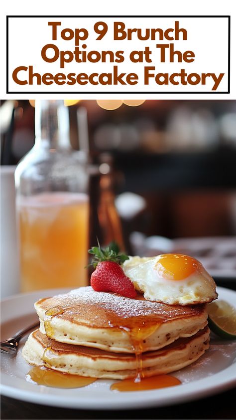 A plate of pancakes with syrup, eggs benedict, and a refreshing cocktail served at The Cheesecake Factory brunch. The Cheesecake Factory, Brunch Spots, Cheesecake Factory, Brunch Menu, Weekend Brunch, Refreshing Cocktails, Delicious Meals, Sunday Brunch, Taste Buds