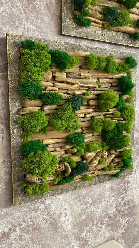 Moss Board, Takken Decor, Wall Terrarium, Natural Wall Art, Leaf Projects, Plant Installation, Moss Decor, Wal Art, Vertical Garden Wall