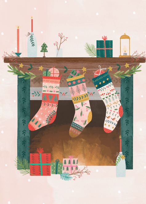 Show them you care with a personalised chimney and stockings card from Hallmark. Our Christmas cards are printed on premium quality, FSC®-certified card & delivered nationwide. This card is available as standard 12cm by 16.7cm and large 15.5cm by 21.6cm. Christmas Crafts Kids Ornaments, Christmas Bookshelf, Pastel Christmas Decor, Chrismas Cards, Christmas Card Illustration, Christmas Iphone, Stockings Christmas, Christmas Challenge, Art Cards