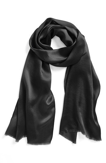 $58, Silk Scarf Black One Size One Size by Echo. Sold by Nordstrom. Click for more info: http://lookastic.com/women/shop_items/155072/redirect Trendy Scarves, Black Silk Scarf, Silk Headscarf, Scarf Silk, Black Scarf, Blanket Scarf, Silk Scarves, Black Silk, Head Scarf