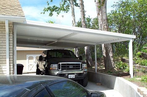 #carports #carportideas #exterior #barndominiums #barndominiumfloorplans #parkingsolutions #carstorage #carcovers Metal Carport Kits, Steel Roof Panels, Carport Patio, Carport Kits, Steel Carports, Carport Canopy, Car Shelter, Metal Carports, Car Canopy