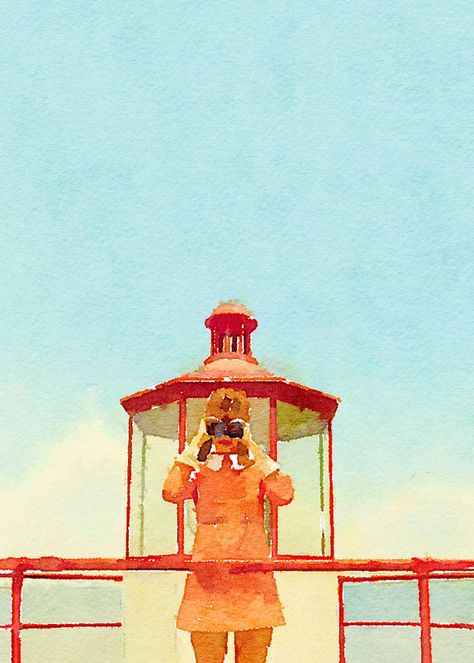 Suzy Bishop, Wes Anderson Inspired, Wes Anderson Films, Moonrise Kingdom, Small Canvas Paintings, Gouache Art, Wes Anderson, Paint And Sip, Watercolor Inspiration