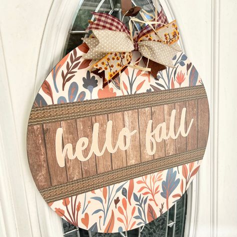 Hello Fall Door Sign, Pumpkin Wooden Door Hangers, Fall Decor Wood Signs, Boho Fall Door Hangers, Fall Wood Door Signs, Autumn Door Hangers, Fall Wood Rounds, Painted Wood Door Hangers, Fall Painted Door Hangers