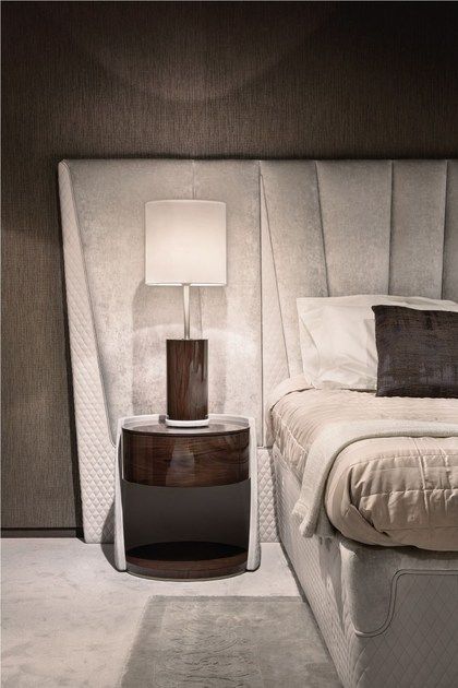 Round bedside table MAJESTIC | Bedside table by Capital Collection Round Wooden Bedside Table, Bedroom Ideas Apartment, Round Bedside Table, Modern Luxury Bed, Modern Bedside Tables, Round Bedside, Bedside Table Round, Home Bedroom Design, Italian Bedroom