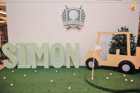 Simon’s Golf Themed Party – Stage Backdrop Golf Themed Party, Golf First Birthday, Golf Theme Party, Golf Party Decorations, Golf Birthday Party, Boys 1st Birthday Party Ideas, Golf Party, Golf Theme, Golf Birthday