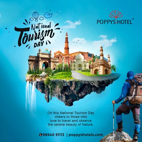 The real voyage of discovery consists not in seeking new landscapes, but in having new eyes. Travel and explore much more than ever.. National Tourism day wishes from POPPYS Hotels. . . For enquiries, Call/WhatsApp: 9894091113 . . #nationaltourismday #nationaltourismday2024 #tourism #travel #tourist #travelgram #nature #instatravel #vacation #trip #traveling #travelling #holiday #adventure #wanderlust #travelblogger #tour #love World Tourism Day Creative Ads, World Tourism Day Creative, Tourism Day Poster, National Tourism Day, World Tourism Day, Travel Creative, Kodaikanal, Ads Creative Advertising Ideas, Tourism Day