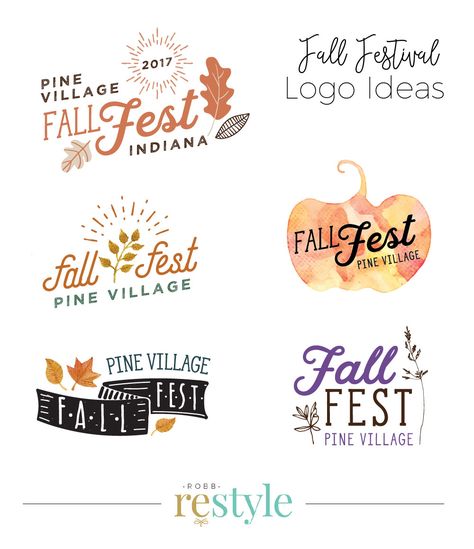 Fall Festival Event Logo Design Ideas by RobbRestyle.com Fall Festival Poster Design, Fall Festival Logo Design, Fall Festival Graphic, Fall Festival Poster, Event Logo Design, Art Festival Booth, Church Branding, Fall Carnival, Festival Booth