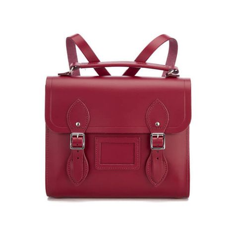 The Cambridge Satchel Company Women's Barrel Backpack - Rhubarb Red ($200) ❤ liked on Polyvore featuring bags, backpacks, leather backpack bag, leather daypack, leather backpack, barrel bags and leather barrel bag Red Satchel School Backpack, Red Leather School Satchel, Timeless Red Satchel, Timeless Red Leather Satchel, Red Leather-lined Satchel Bag, Japanese School Bag, Red Leather Bag, Red Backpack, Diy Leather Bag