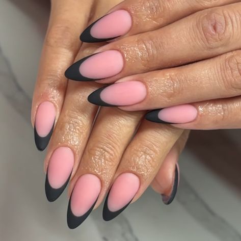 Can never go wrong with matte nails 🖤✨ Whats your matte top coat go to? Mines @kupainc Nude And Black Nails, Mat Nails, Pink Matte Nails, Matte Nails Ideas, Matted Nails, Brown Hair Boy, Soft Pink Nails, Coquette Nails, Hair Boy