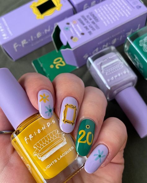 Friends Tv Nails, Friends Tv Show Inspired Nails, Friends Theme Nails, Friends Inspired Nails, Friends Nails Tv Show, Friends Nail Art, Tv Nails, Friends Nails, Lights Lacquer