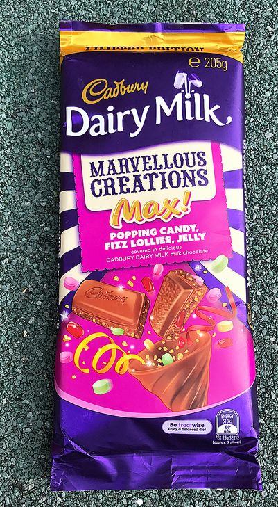 Cadbury Dairy Milk Marvellous Creations Max ! popping candy,fizz lollies, jelly Marvellous Creations, Cadbury World, Popping Candy, Candy Ice Cream, Cadbury Dairy Milk, Dairy Milk, Puddings, Jelly, Gum