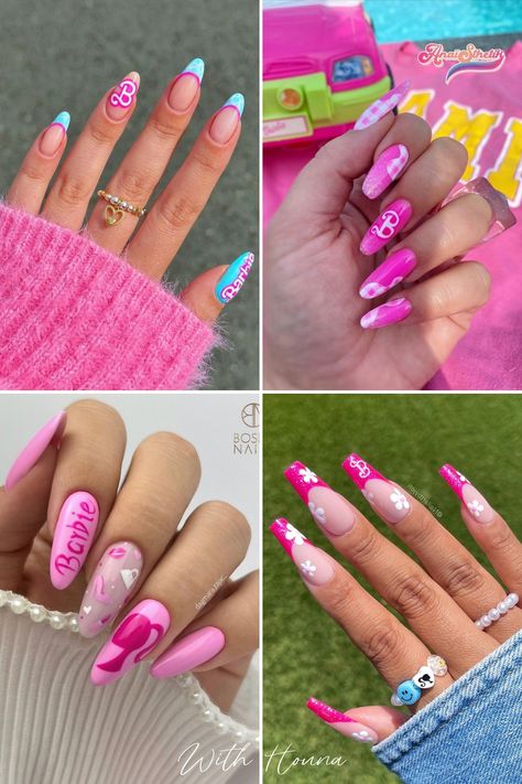 Are you into the trend of pink Barbie nails after the release of the Barbie movie? These Barbie nail designs will take your Barbie nails to the next level. We've got you everything from Barbie nails design ideas, pink Barbie nails, Barbie nails short, barbie nail inspo, Barbie nail ideas, Barbie nails art, Barbie nail inspo, and so much more. Barbie And Ken Nails, Pink Barbie Nails Short, Barbie Movie Nails, Barbie Nail Designs, Barbie Themed Nails, Barbie Nails Design Ideas, Barbie Nail Art, Makeup Closet, Nail Polish Ideas Easy