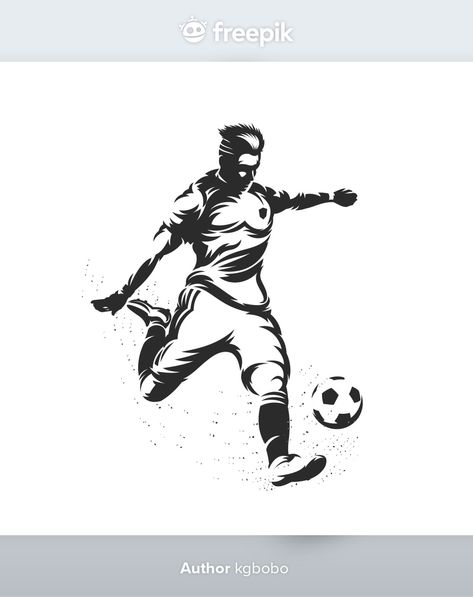 Kicking A Ball, Soccer Silhouette, Football Player Drawing, Football Tattoo, Logo Football, Football Team Logos, Vector Silhouette, Silhouette Illustration, Football Birthday