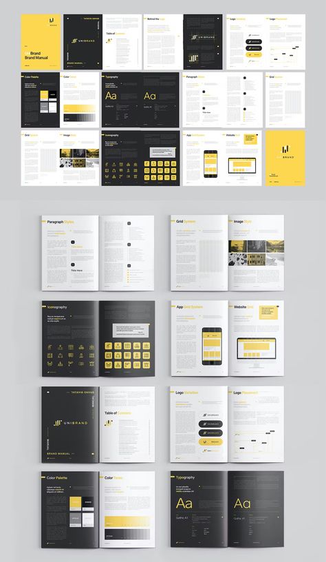 Brand Manual Brochure Design Template InDesign. 20 Pages. A4 and US Letter Size. Instruction Booklet Design, Instruction Manual Design Layout, Instruction Manual Design, Grid App, Booklet Design Layout, Manual Template, Booklet Printing, Booklet Template, Manual Design