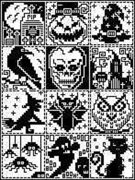 Crochet Pour Halloween, Afghan Squares, Crochet Tablecloth Pattern, Graph Crochet, Pixel Art Templates, Mosaic Crochet, Beginner Knitting Patterns, Halloween Crochet Patterns, Halloween Blanket