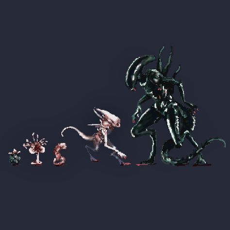 Xenomorph Pixel Art, Alien Fanart, Xenomorph Art, Alien Xenomorph, V Games, Alien Vs Predator, Alien Vs, Flower Field, Art Stuff