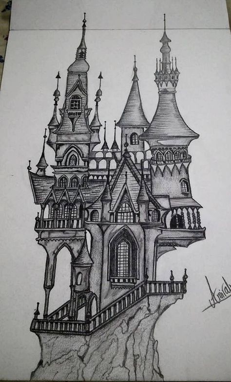 Realistic Castle Drawing, Drawing Castle Easy, Castle Art Reference, Castle Sketch Pencil, Fairytale Castle Drawing, Castle Drawing Sketches, Castles Drawing, Fantasy Castle Drawing, Castle Drawing Easy