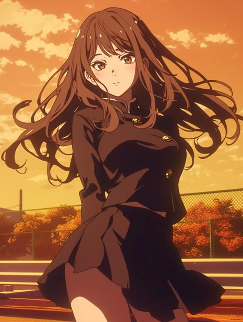 Brown Eyes Anime Character, Anime Oc Brown Hair, Pretty Anime Women Brown Hair, Brown Hair Anime Female Pfp, Black Hair Brown Eyes Anime, Genderbent Dazai, Anime Oc Female Brown Hair, Brown Hair Anime, Anime Brown Hair