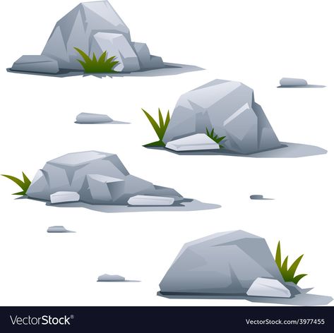 Set of Stones Royalty Free Vector Image - VectorStock Grass Landscape Design, Stones Illustration, Stone Illustration, Rock Illustration, Rock Drawing, Landscape Drawing Tutorial, Stone Landscape, Drawing Rocks, Grass Landscape