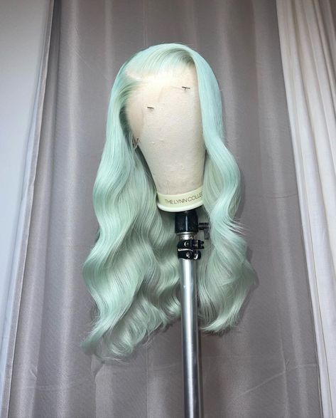 All Posts • Instagram Mint Green Wig, Mint Green Hair, Cute Wigs, Mint Hair, Frontal Wig Hairstyles, Hairstyles Wigs, 13x4 Lace Front Wig, Green Wig, Wig Colors