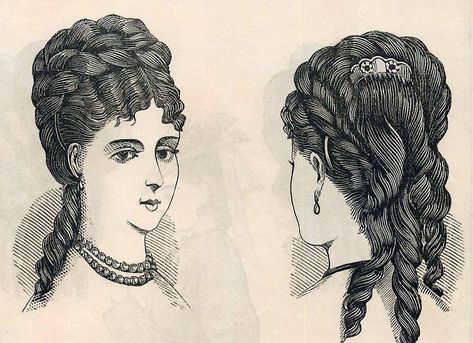 19 Century Hairstyles, 19th Century Hairstyles, Victorian Era Hairstyles, 19th Century Hair, Historical Hairstyles, Hairstyles Drawing, Hairstyle Names, Victorian Hairstyles, Athletic Hairstyles